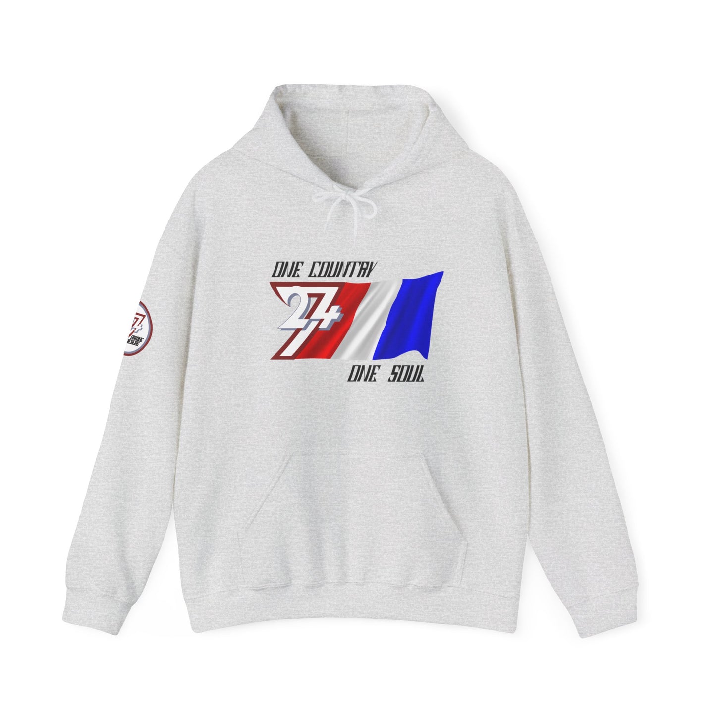 Unique Design 24/7 France Flag Printed Unisex custom Hoodie ash