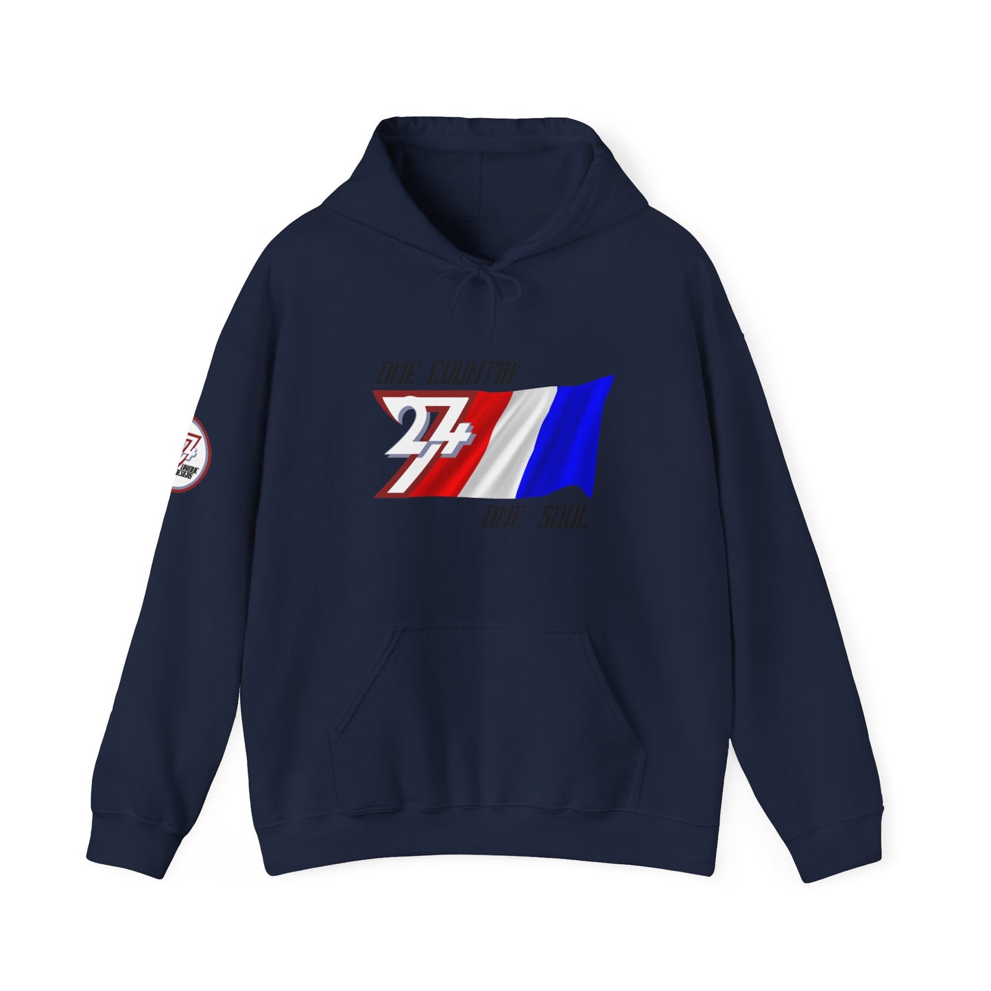 Unique Design 24/7 France Flag Printed Unisex custom Hoodie navy