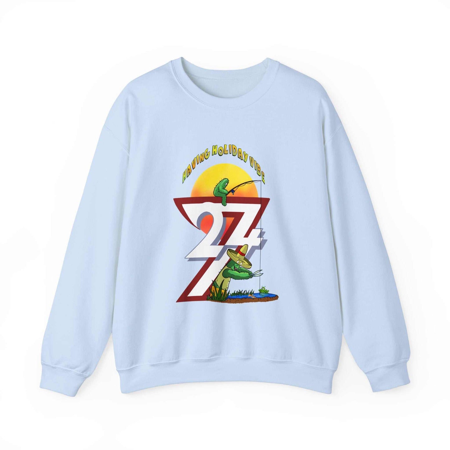 Unique Design Leonando and Littleando Fishing Heavy Blend™ Crewneck Sweatshirt light blue