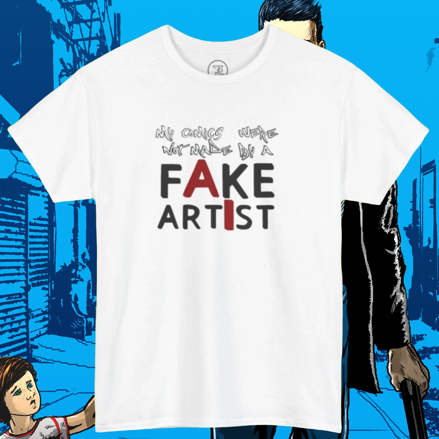 AI art T-shirt fake art tee comic artist AI t-shirt by 24/7 Unique Designs front