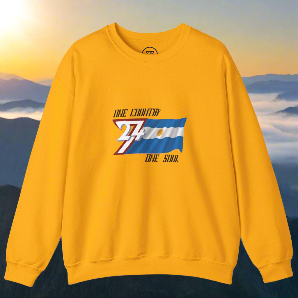 Argentina Sweatshirt with Argentina National Flag Design gold