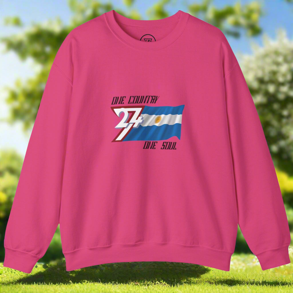 Argentina Sweatshirt with Argentina National Flag Design heliconia