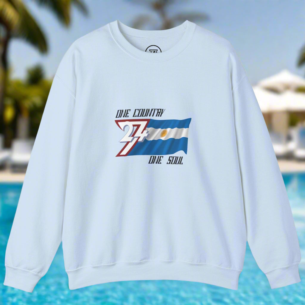 Argentina Sweatshirt with Argentina National Flag Design light blue