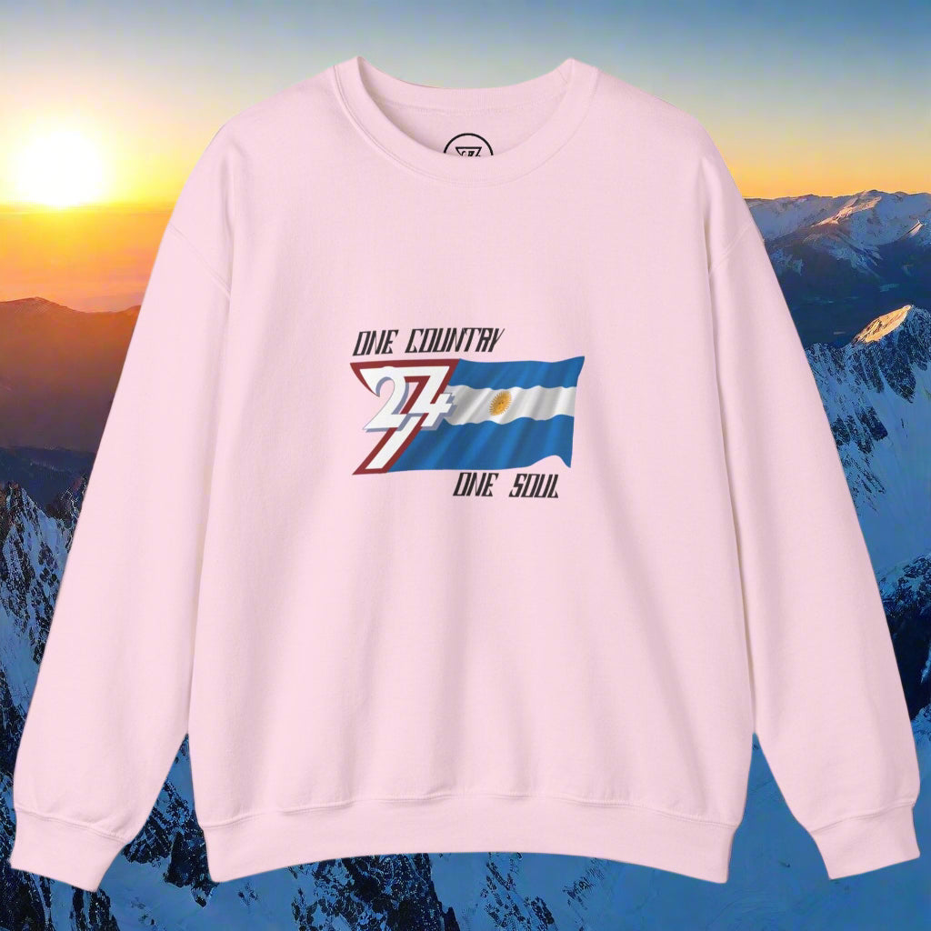 Argentina Sweatshirt with Argentina National Flag Design light pink