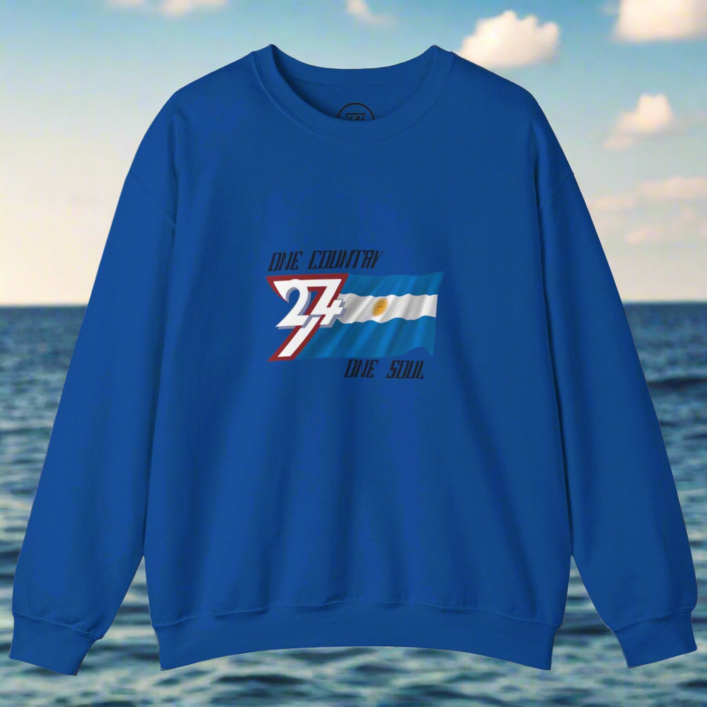 Argentina Sweatshirt with Argentina National Flag Design royal blue