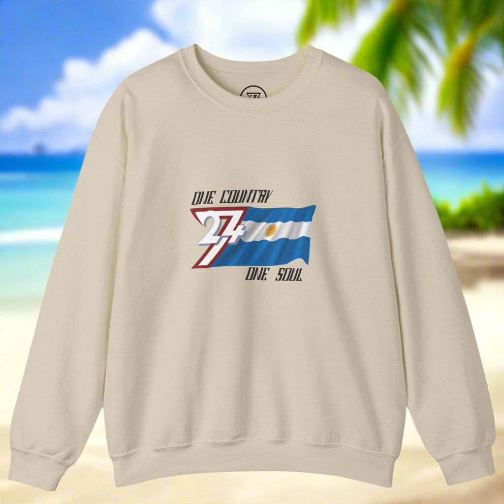Argentina Sweatshirt with Argentina National Flag Design sand