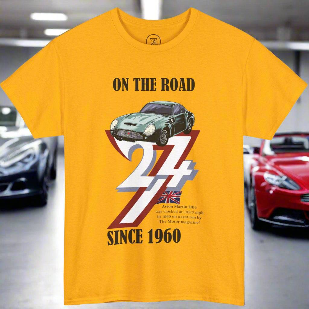 Aston Martin T-shirt 1960 Aston Martin top classic car top by 24/7 Unique Designs gold
