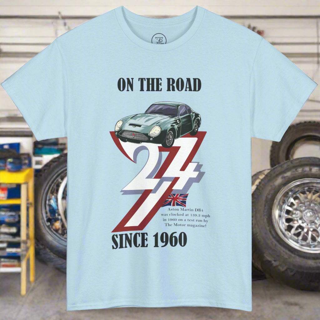Aston Martin T-shirt 1960 Aston Martin top classic car top by 24/7 Unique Designs light blue