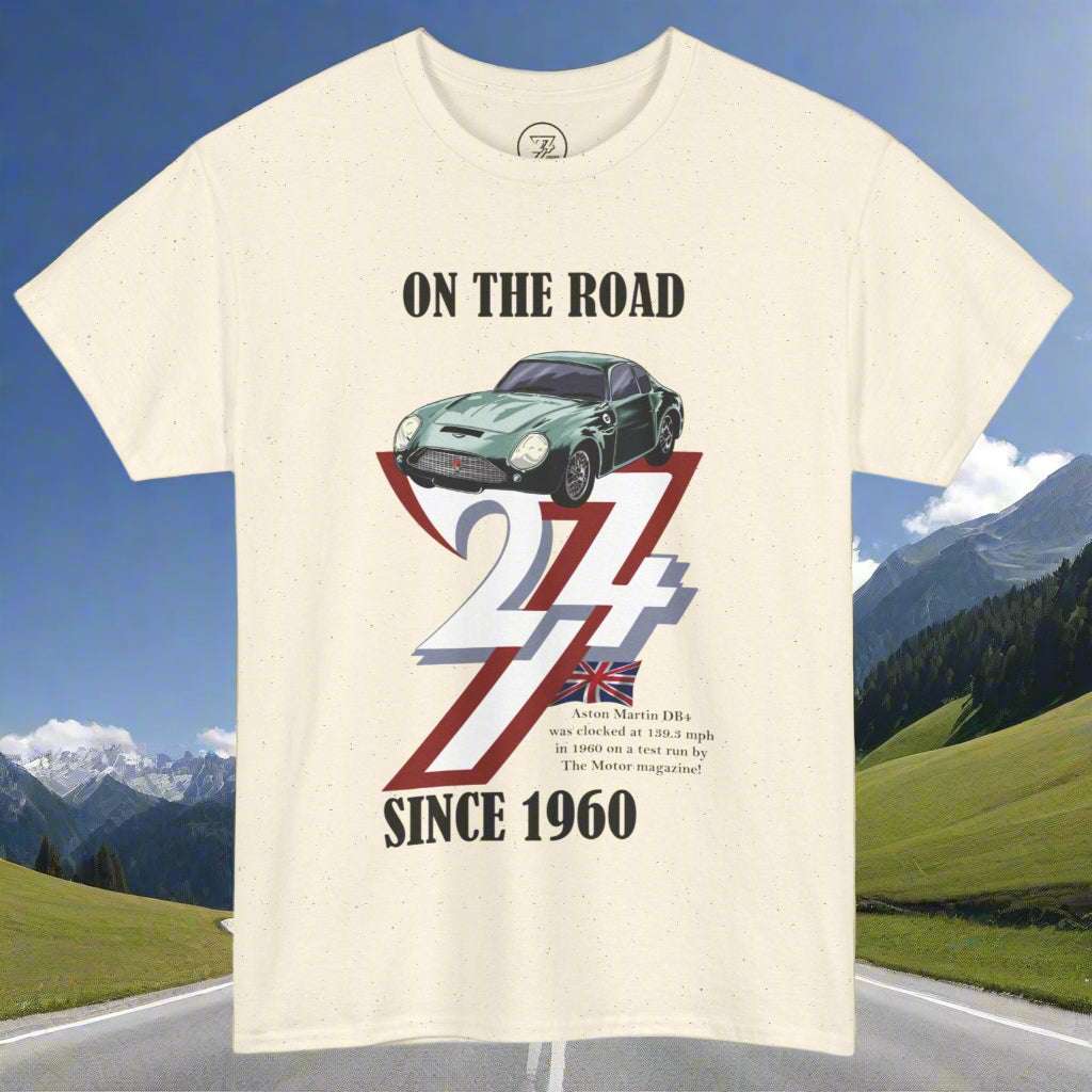 Aston Martin T-shirt 1960 Aston Martin top classic car top by 24/7 Unique Designs natural