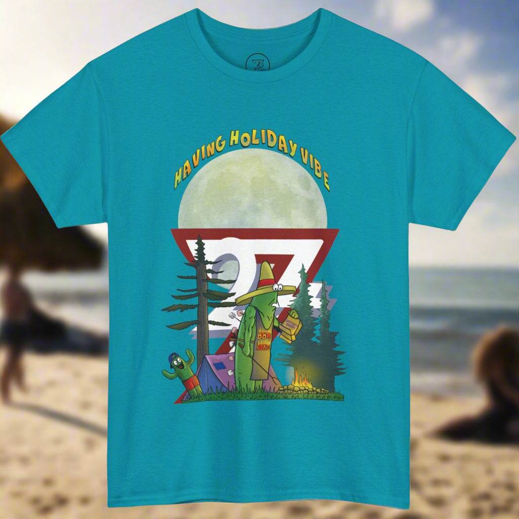 BBQ t-shirt tropical blue