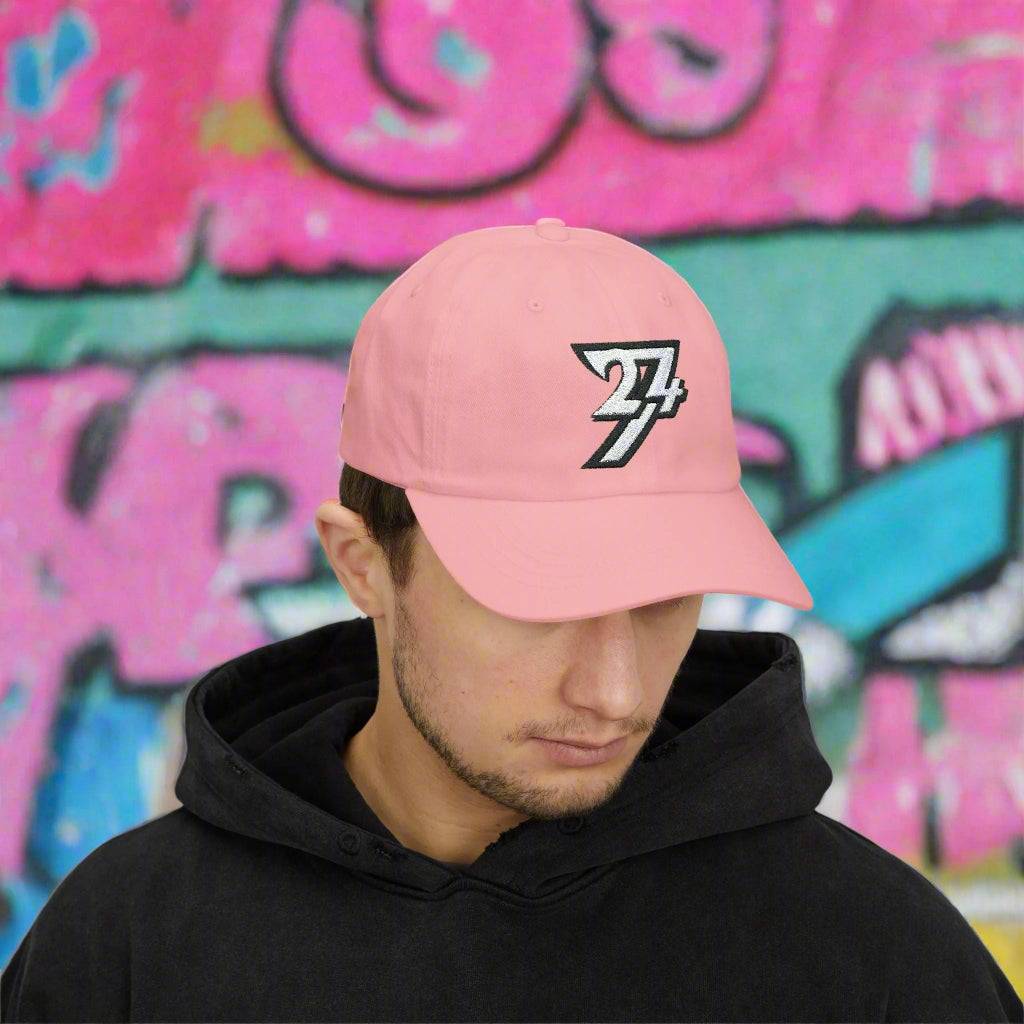 Baseball Cap Classic Dad Cap embroidered hat 24/7 Unique Designs pink on person