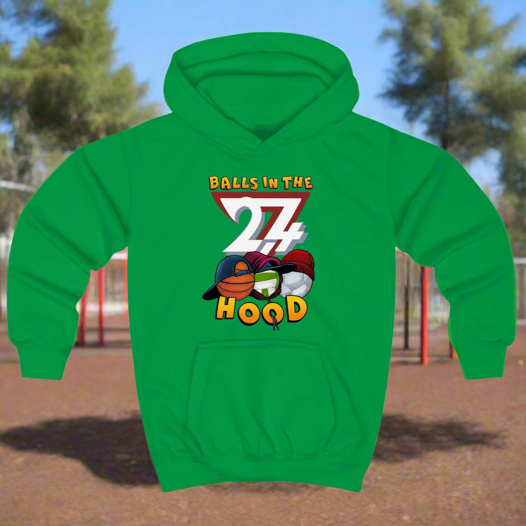 Basketball hoodies Kids Hoodie Balls In The Hood kelly green