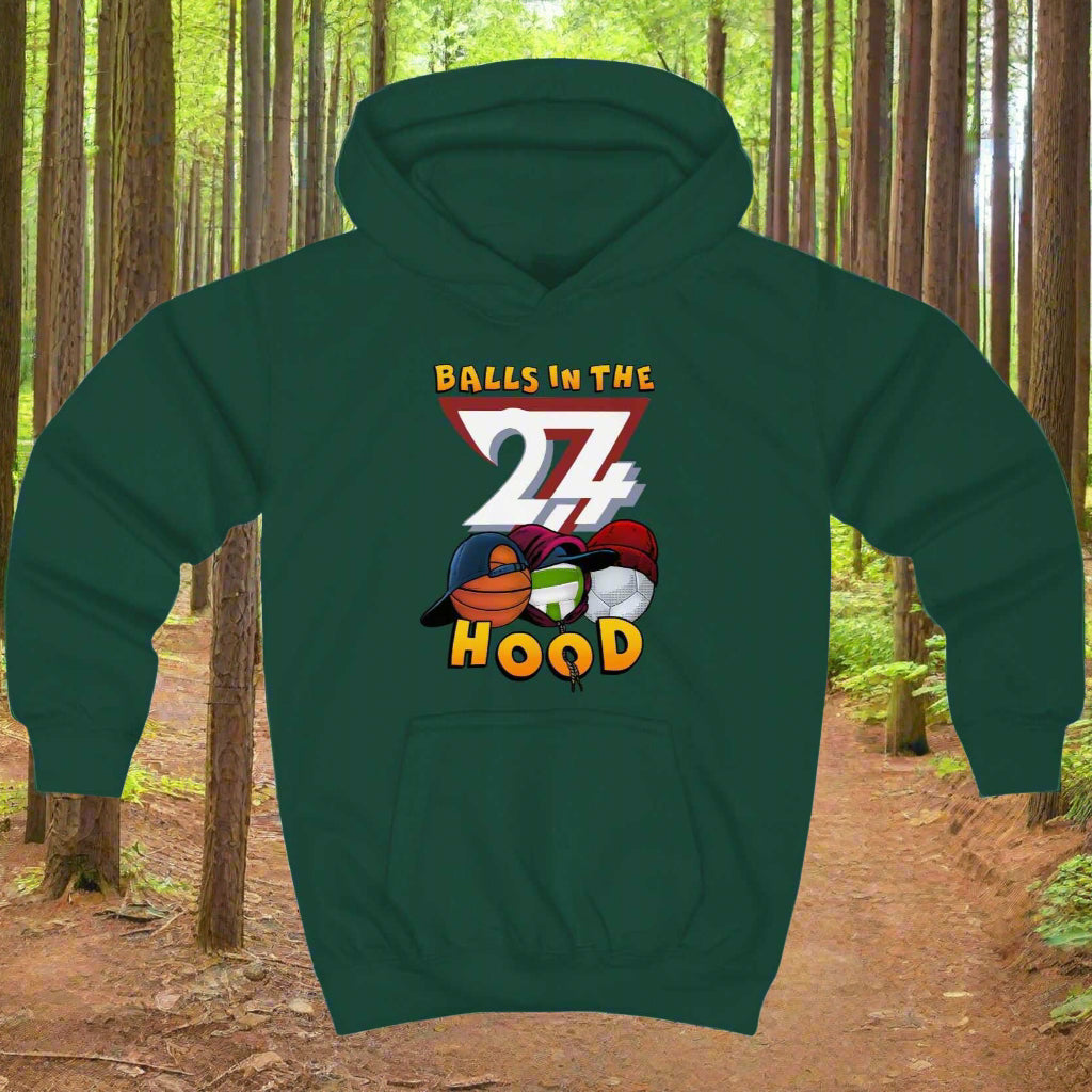 Basketball hoodies Kids Hoodie Balls In The Hood bottle green