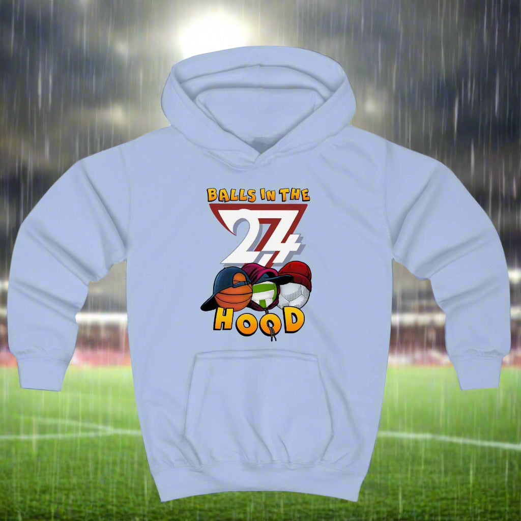 Basketball hoodies Kids Hoodie Balls In The Hood light blue