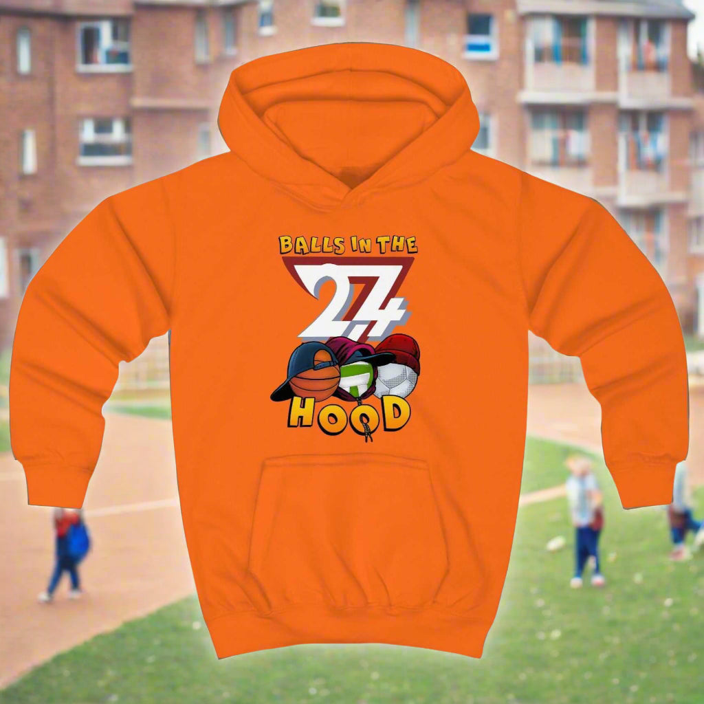 Basketball hoodies Kids Hoodie Balls In The Hood orange