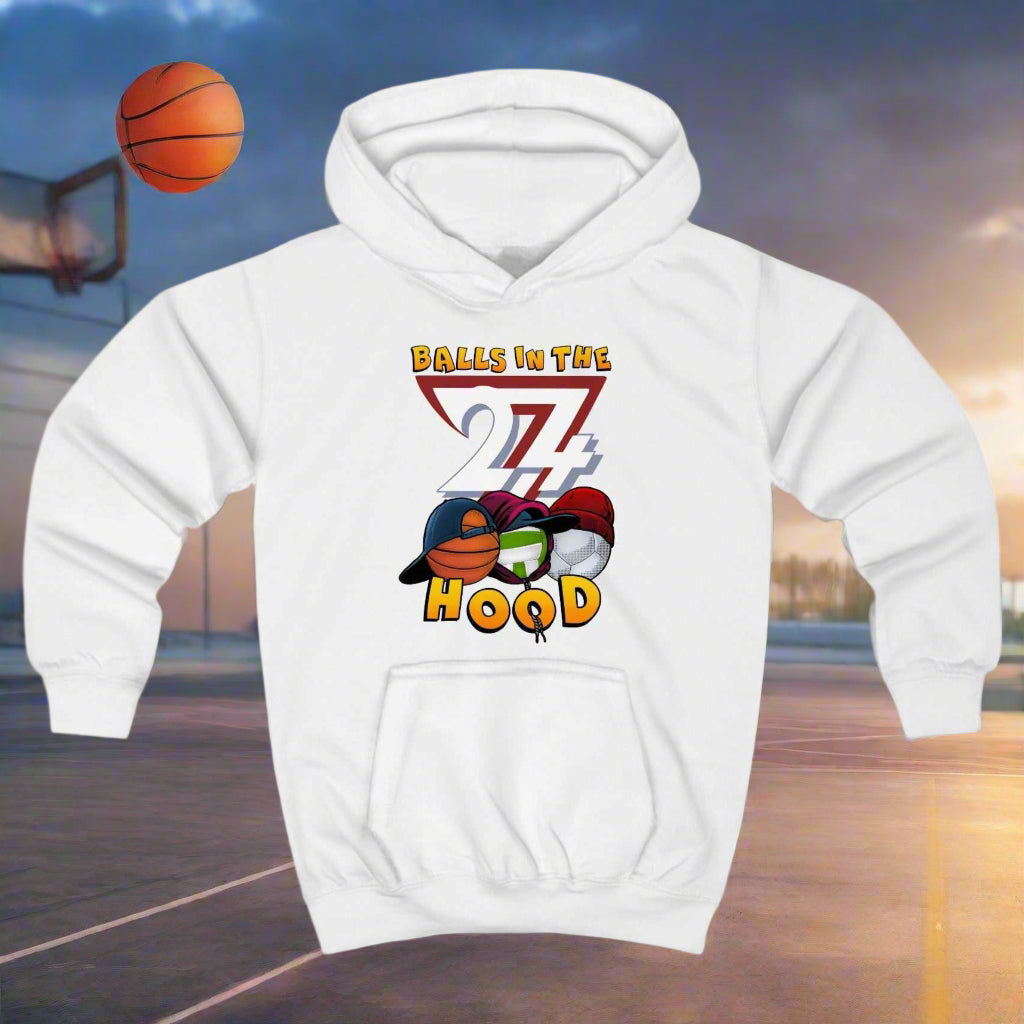 Basketball hoodies Kids Hoodie Balls In The Hood white