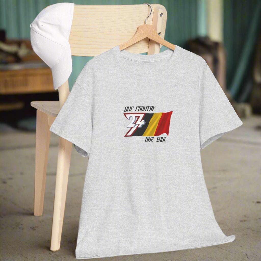 Belgium Flag T-shirt Belgium tee country tee by 24/7 Unique Designs ash