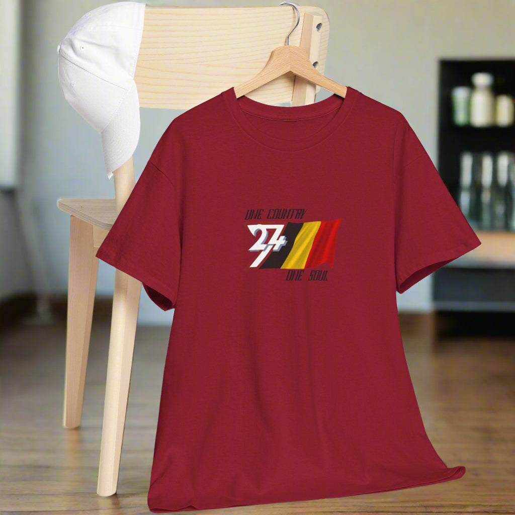 Belgium Flag T-shirt Belgium tee country tee by 24/7 Unique Designs cardinal red