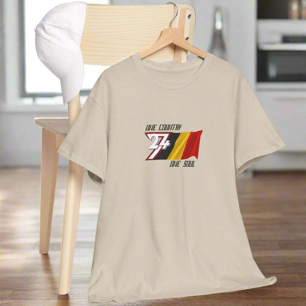 Belgium Flag T-shirt Belgium tee country tee by 24/7 Unique Designs sand