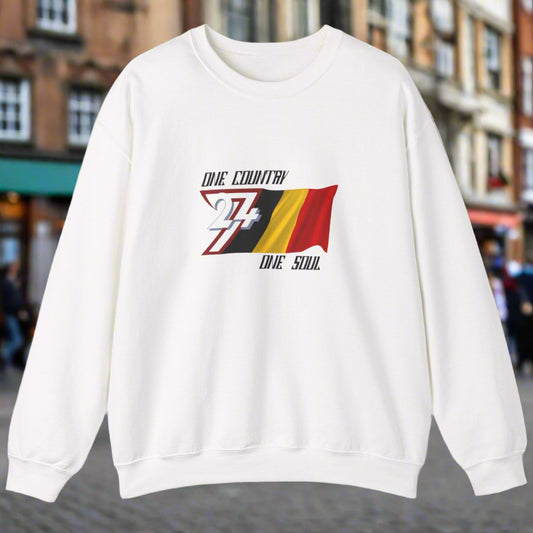 Belgium Sweatshirt featuring national flag design with One Country One Soul slogan