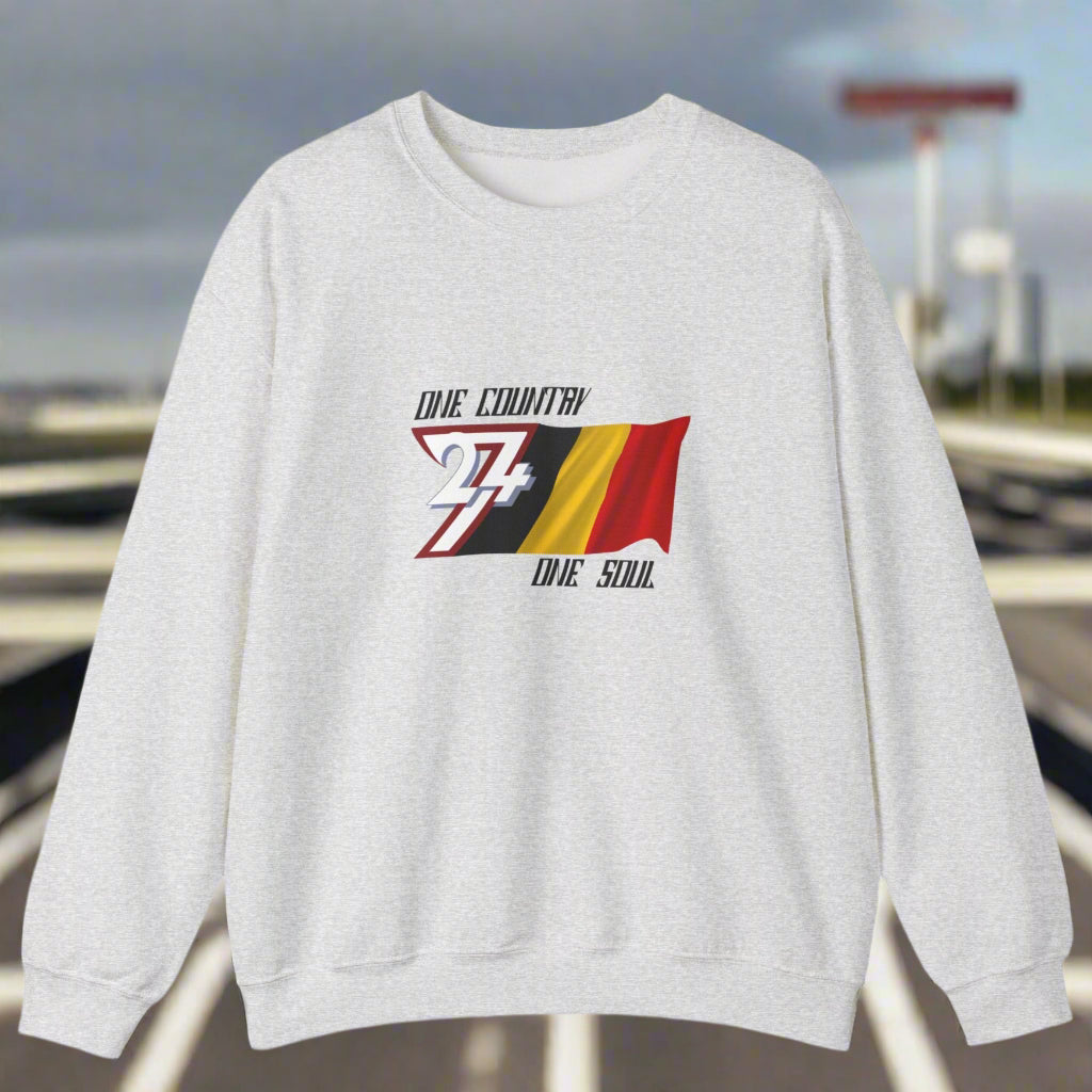 Belgium Sweatshirt in ash color with Belgian flag illustration