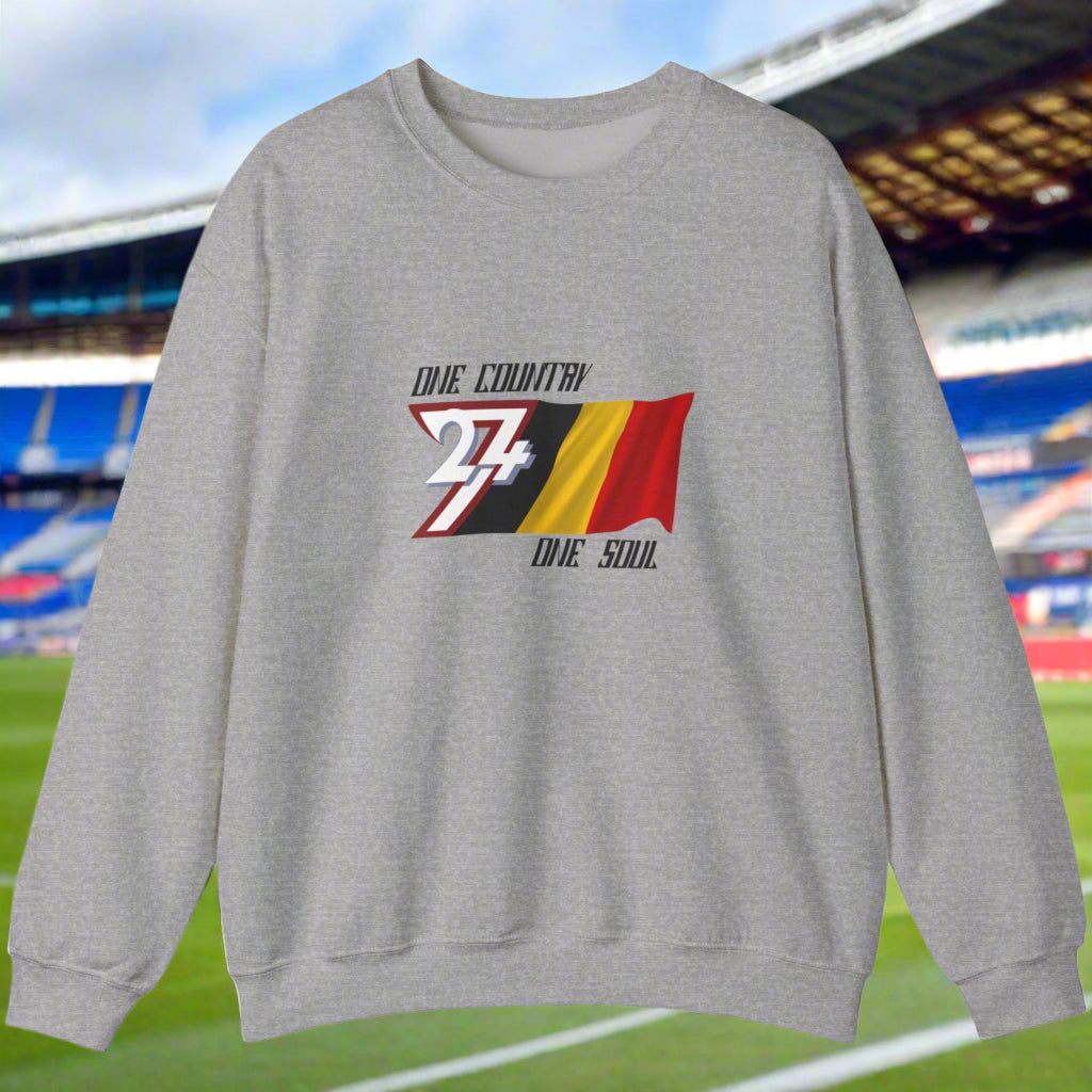 Belgium Sweatshirt with Belgian colors and flag design - straight front view