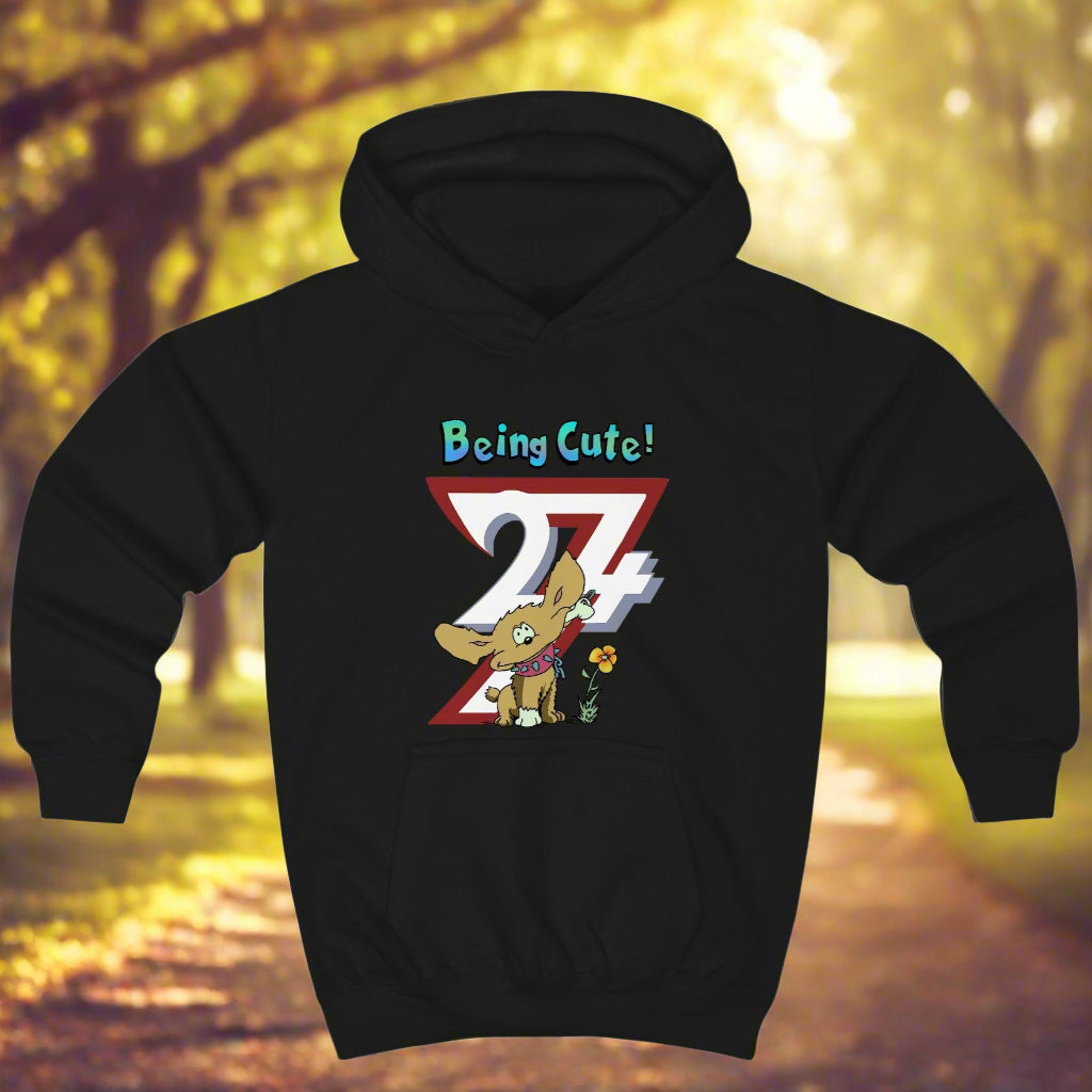 Black hoodie for children with unique design of a dog