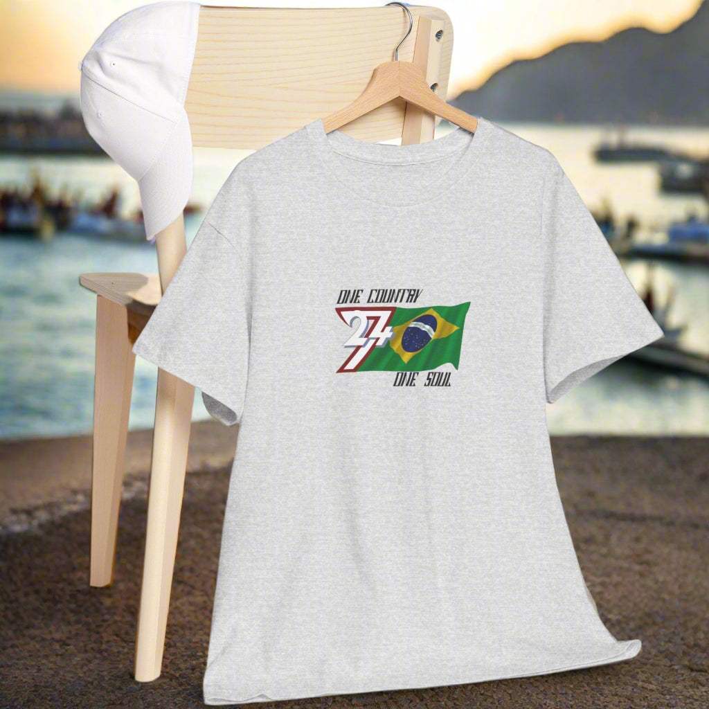 Brazil T-shirt Brazil flag tee brazilian tshirt by 24/7 Unique Designs ash