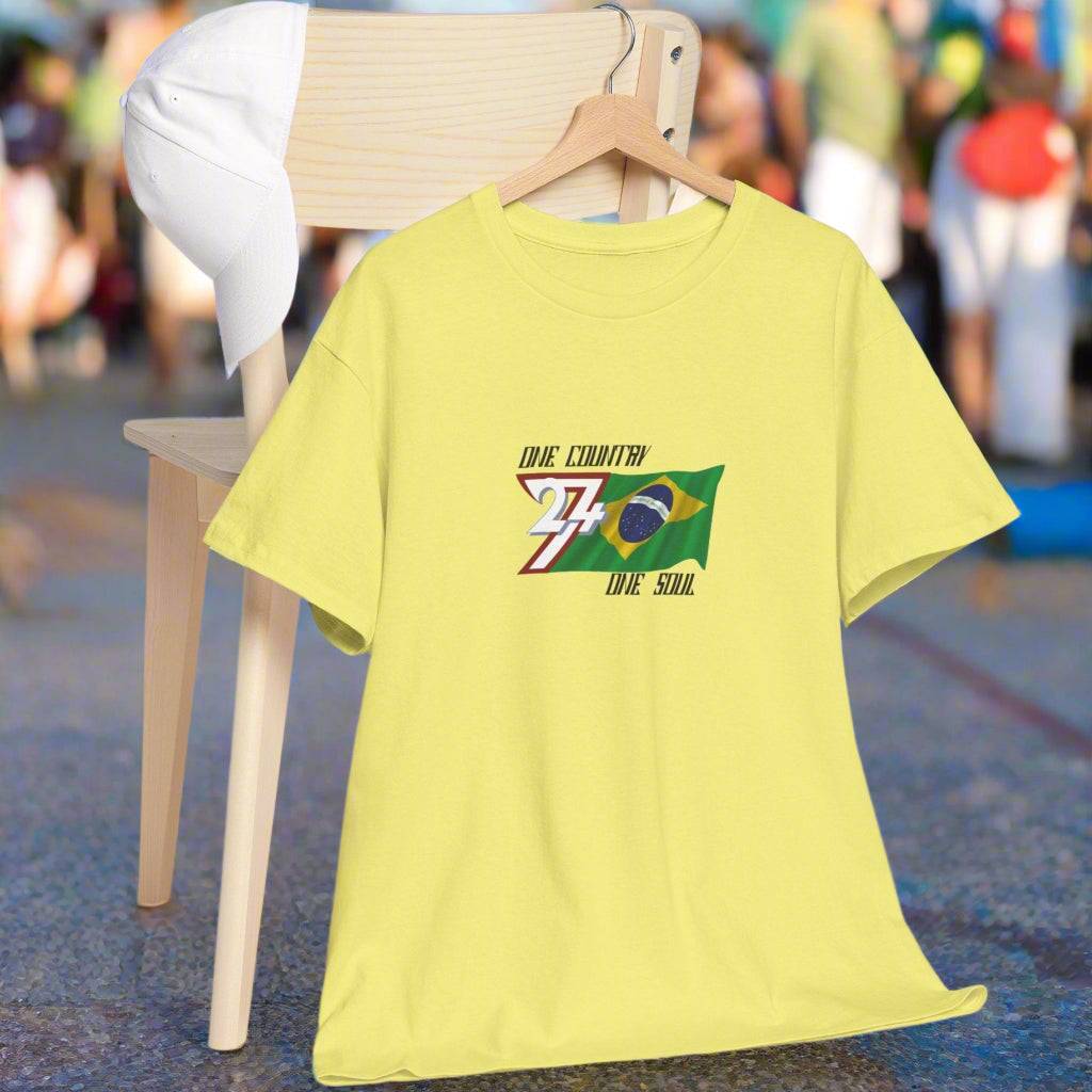 Brazil T-shirt Brazil flag tee brazilian tshirt by 24/7 Unique Designs corn silk