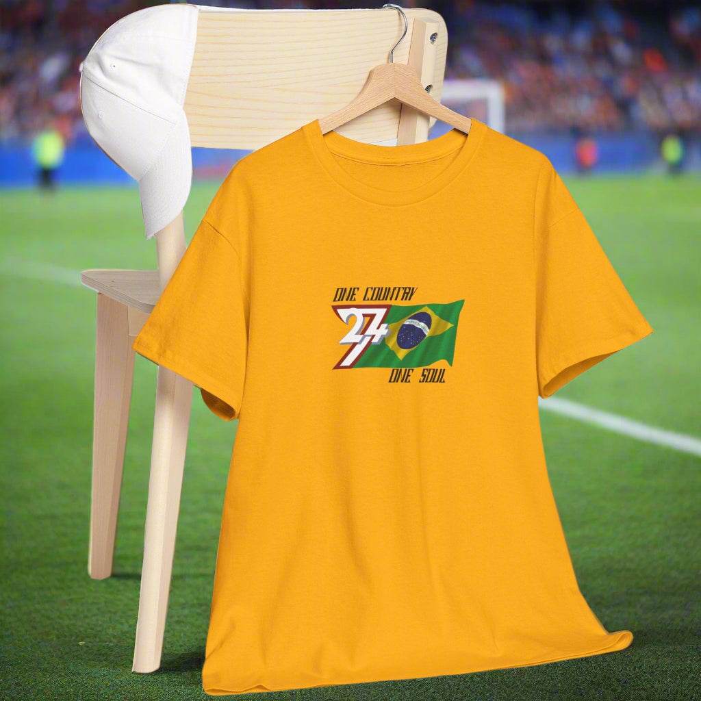 Brazil T-shirt Brazil flag tee brazilian tshirt by 24/7 Unique Designs gold