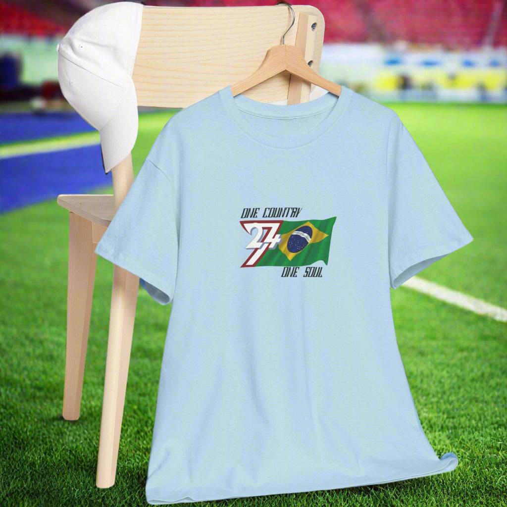 Brazil T-shirt Brazil flag tee brazilian tshirt by 24/7 Unique Designs light blue