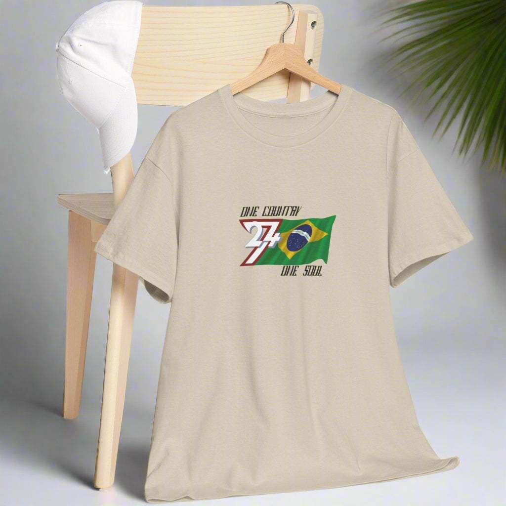 Brazil T-shirt Brazil flag tee brazilian tshirt by 24/7 Unique Designs sand