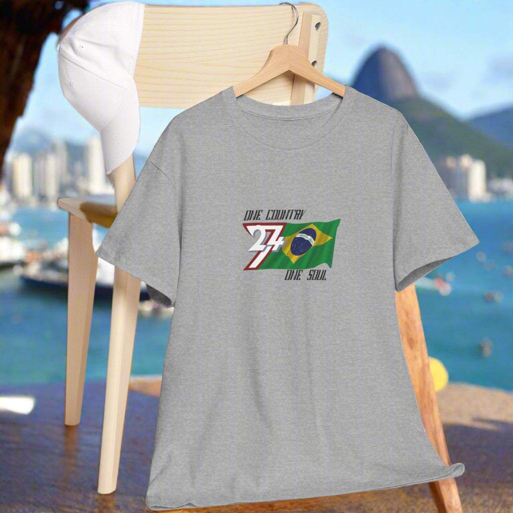 Brazil T-shirt Brazil flag tee brazilian tshirt by 24/7 Unique Designs sport grey