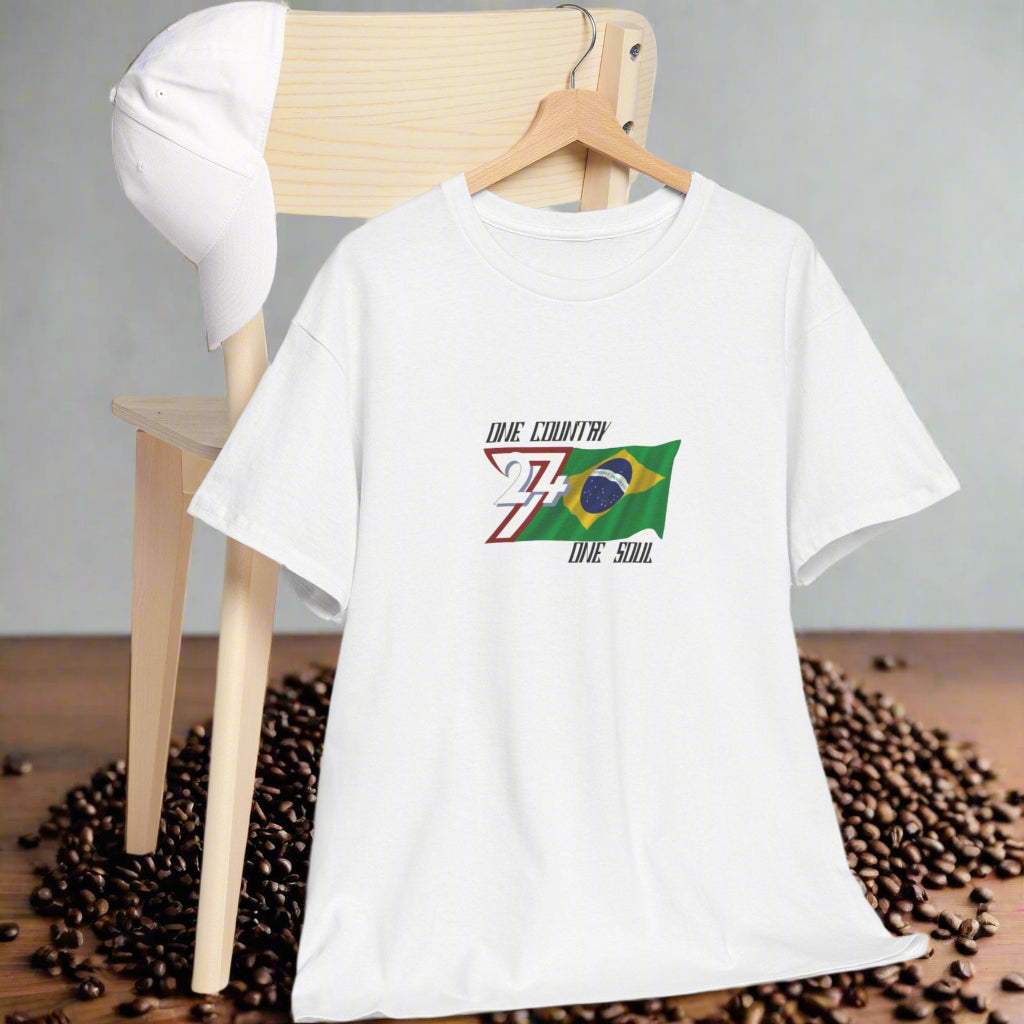 Brazil T-shirt Brazil flag tee brazilian tshirt by 24/7 Unique Designs white