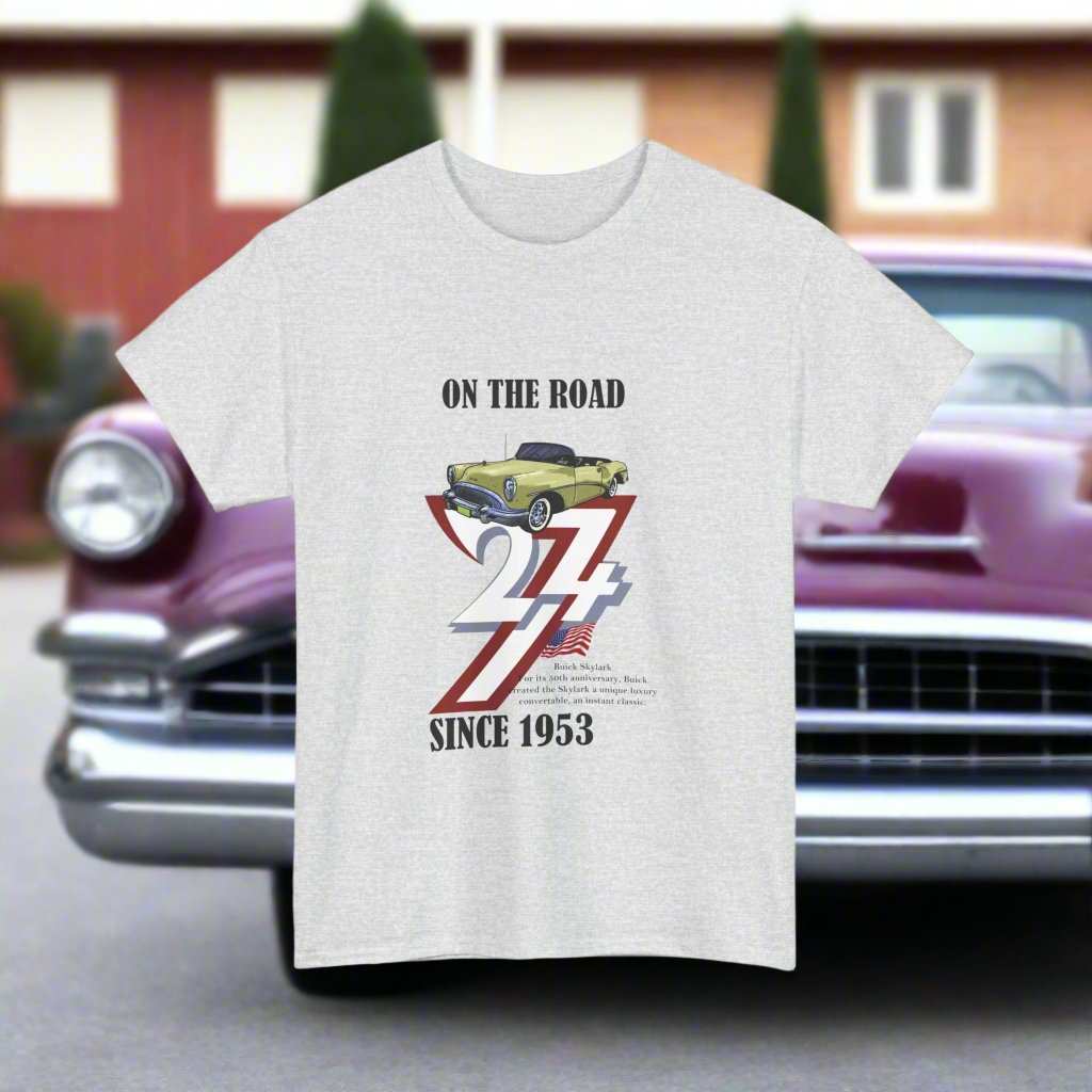Buick Tee Vintage Car Tee 1953 Buick on t-shirt classic car t-shirt ash