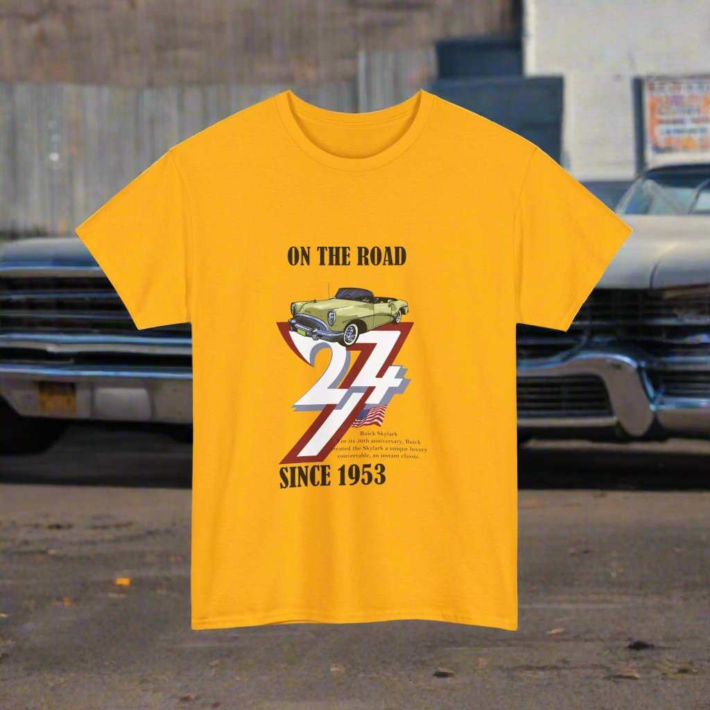 Buick Tee Vintage Car Tee 1953 Buick on t-shirt classic car t-shirt gold