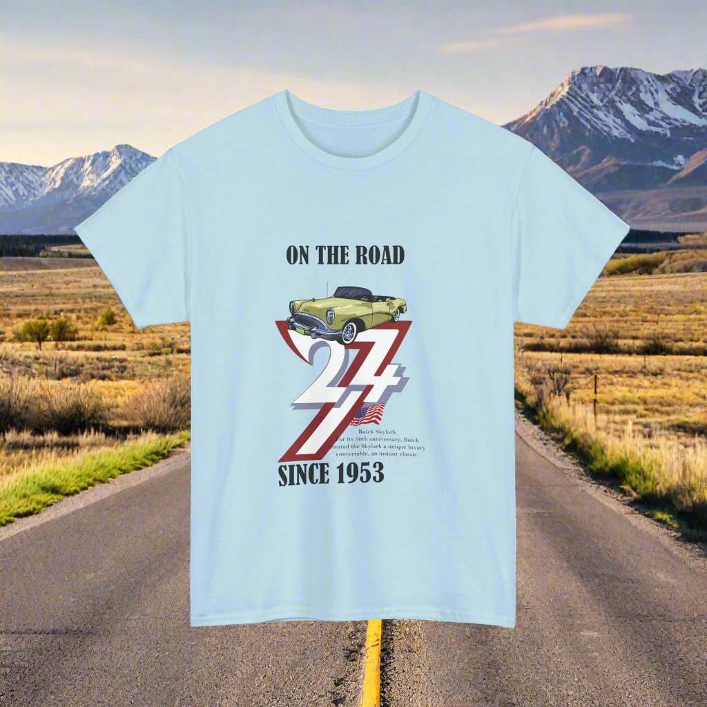 Buick Tee Vintage Car Tee 1953 Buick on t-shirt classic car t-shirt light blue