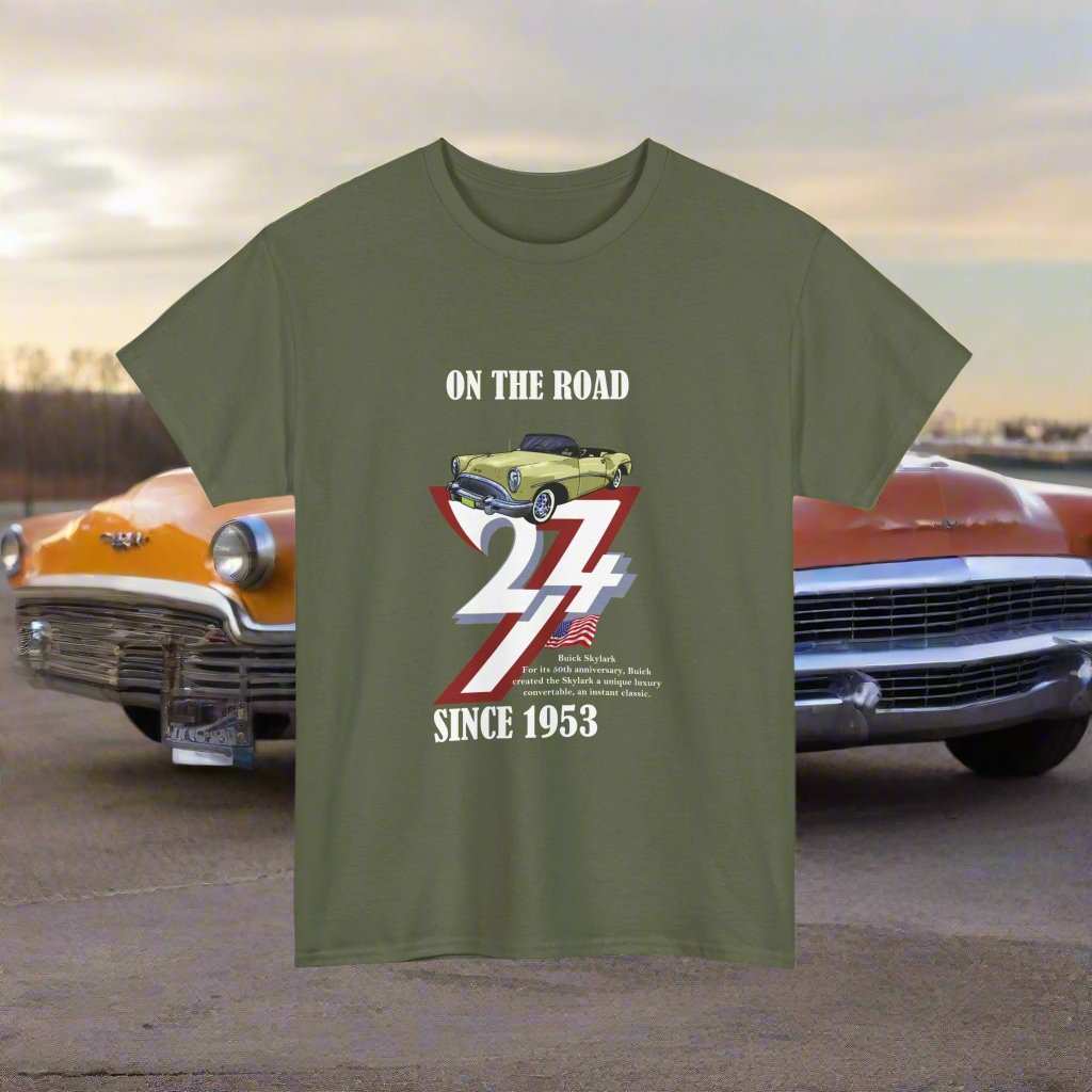 Buick on Tee Classic car t-shirt 1953 Buick Skylark Vintage Car Tee military green
