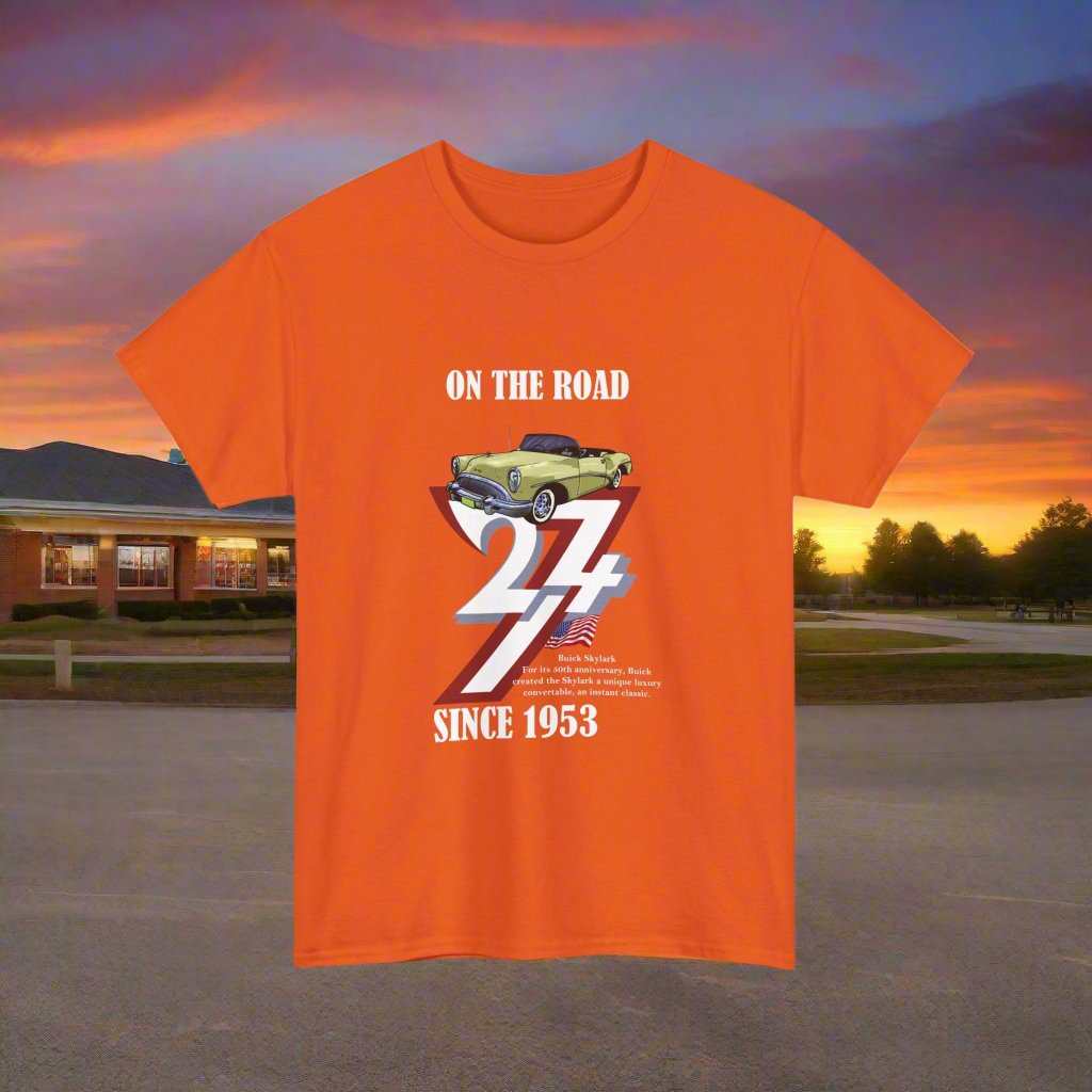 Buick on Tee Classic car t-shirt 1953 Buick Skylark Vintage Car Tee orange