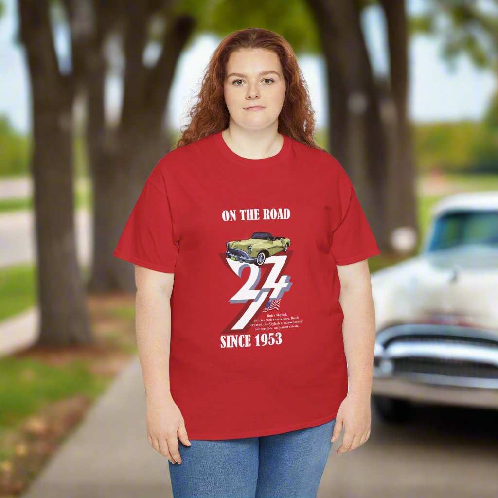 Buick on Tee Classic car t-shirt 1953 Buick Skylark Vintage Car Tee red