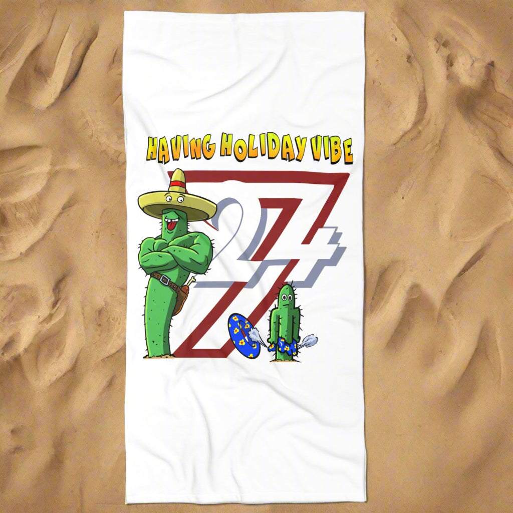 Cactus Beach Towel Tropical Towel by 24/7 Unique Designs white