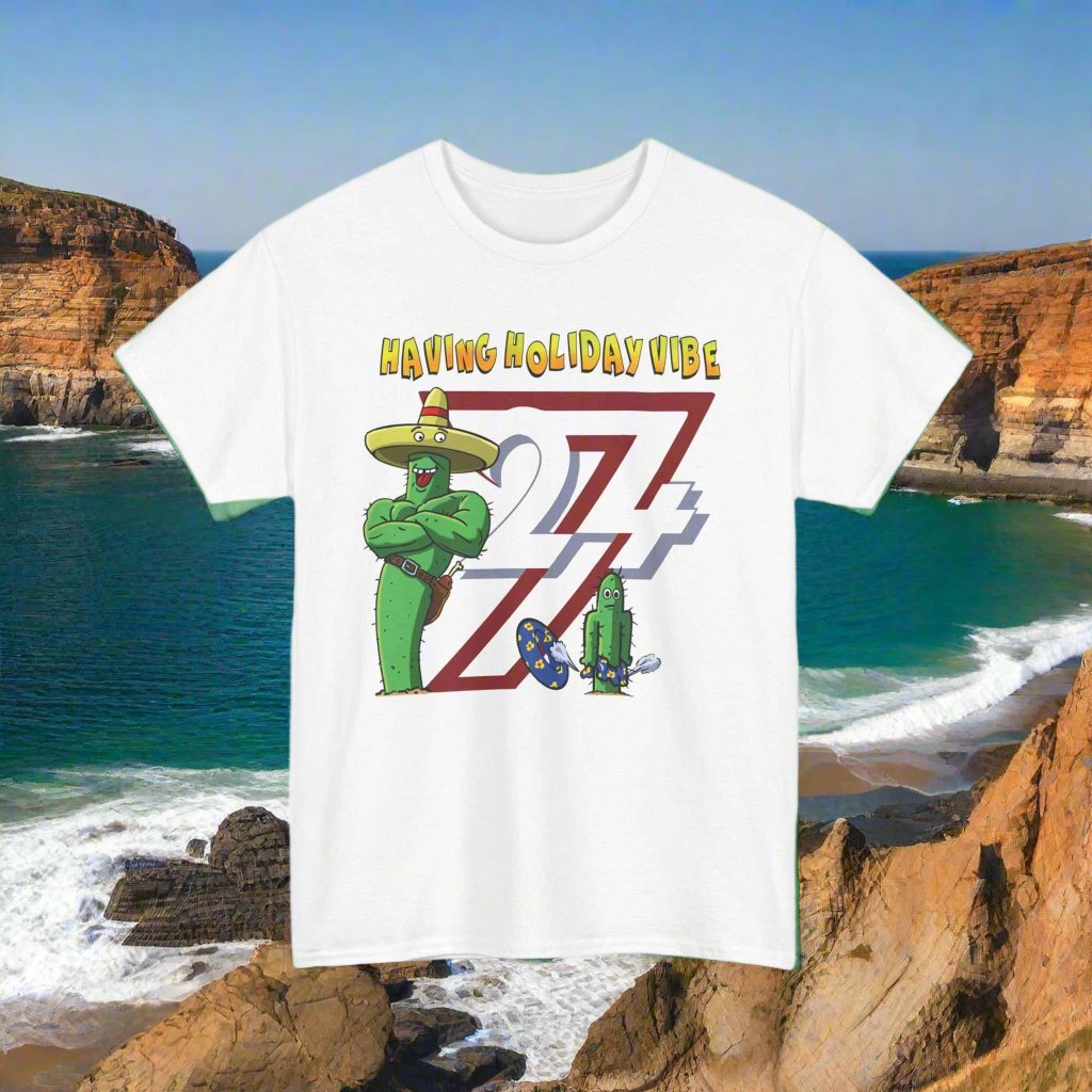 Cactus on T-shirt Unique Design Leonando Holiday Vibe T-shirt white