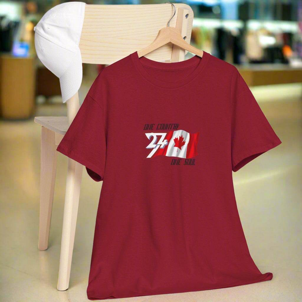 Canada flag tee Canada Flag T-shirt patriot top by 24/7 Unique Designs cardinal red