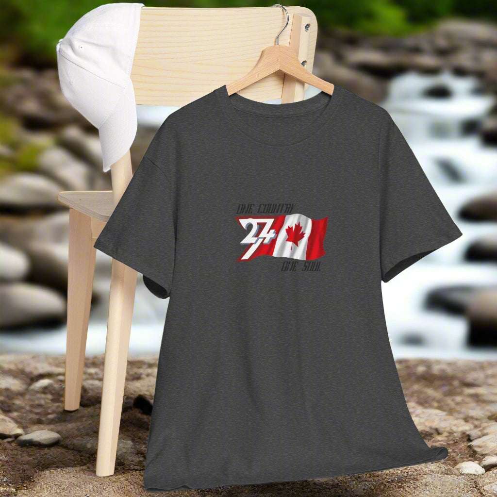 Canada flag tee Canada Flag T-shirt patriot top by 24/7 Unique Designs dark heather