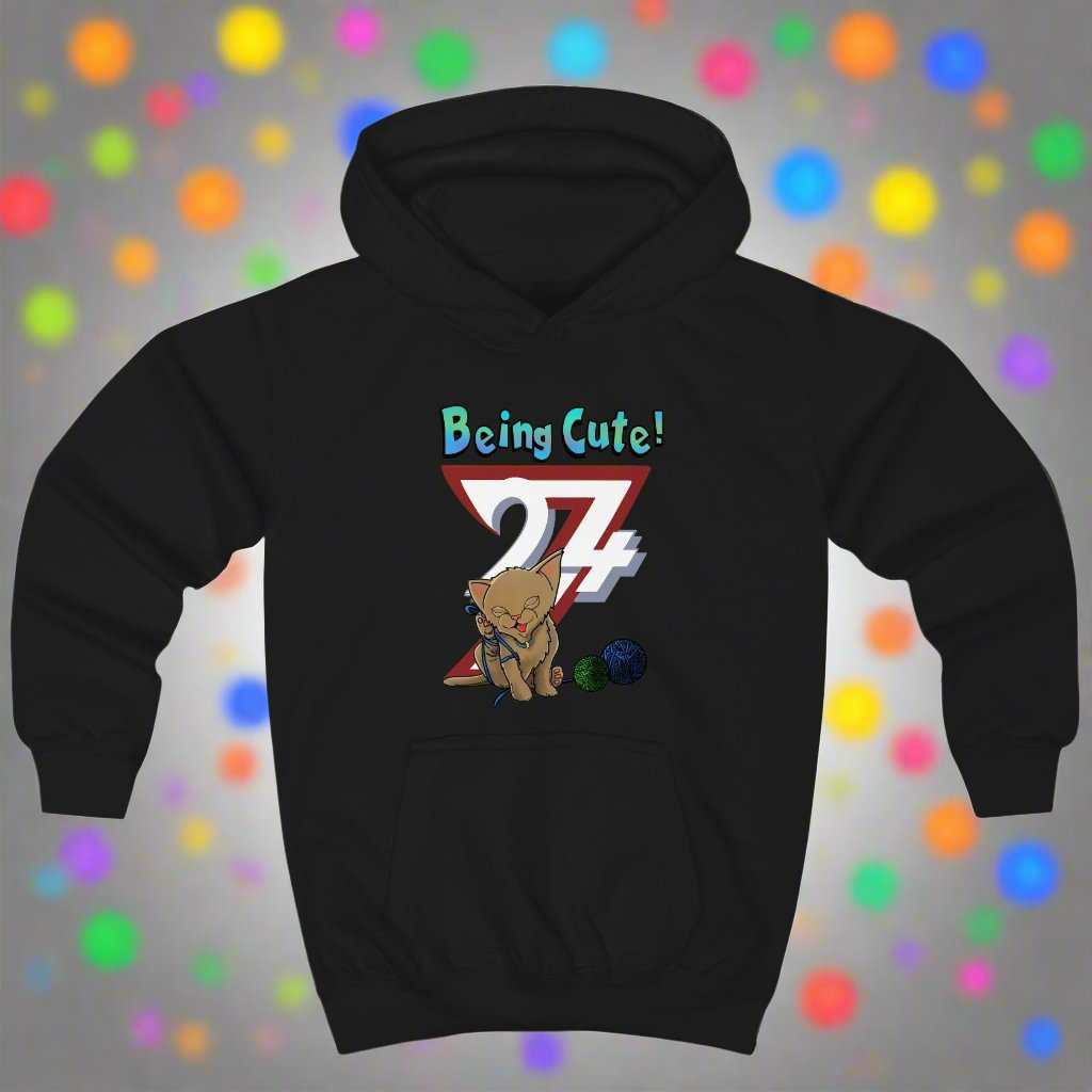 Cat Hoodies Cute Kitten Hoodie animal jumper by 24/7 Unique Designs black