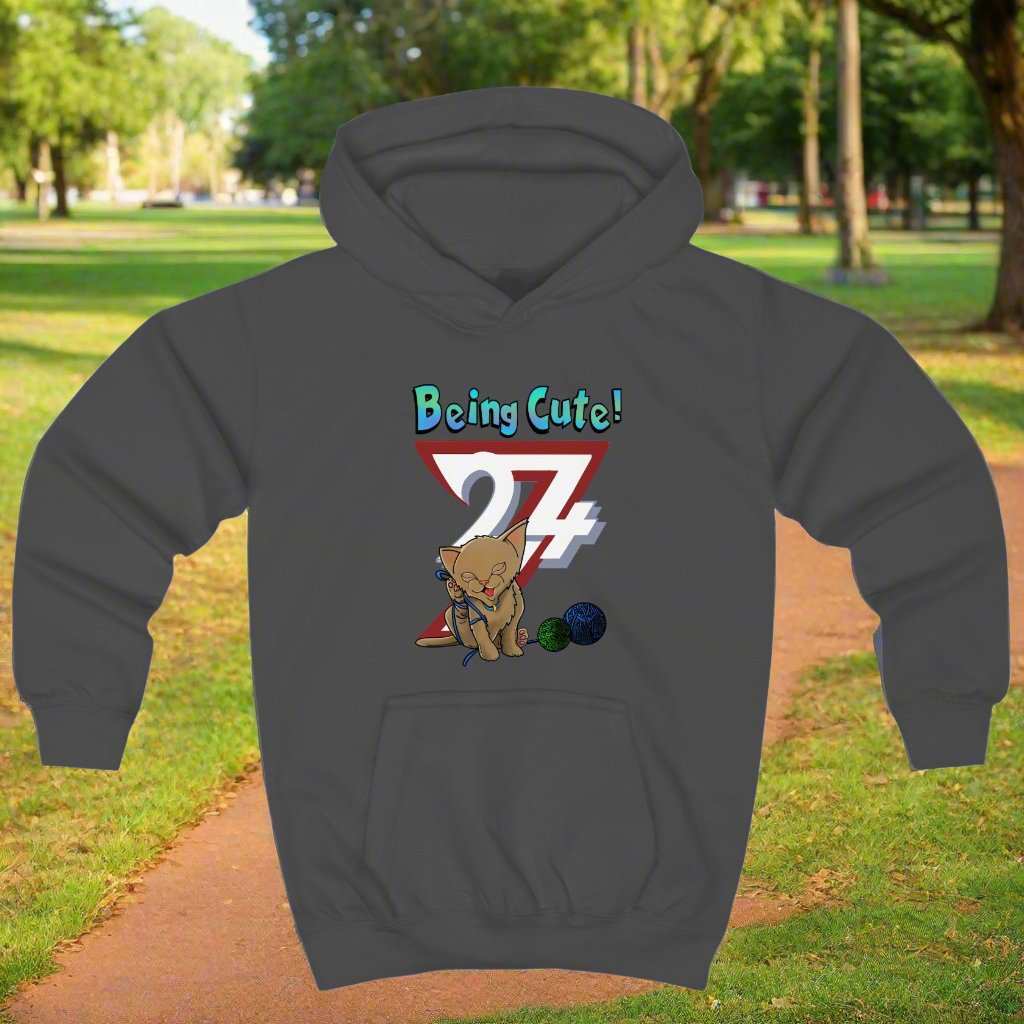 Cat Hoodies Cute Kitten Hoodie animal jumper by 24/7 Unique Designs charcoal