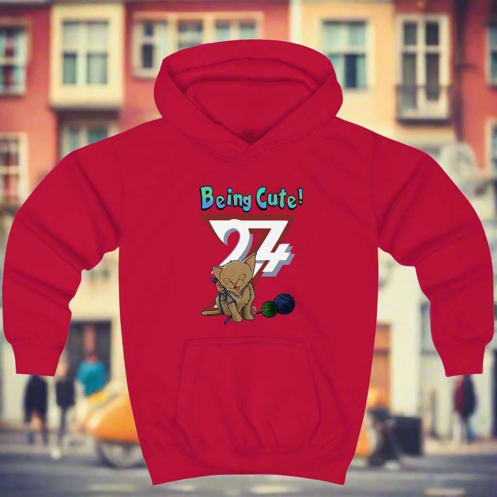 Cat Hoodies Cute Kitten Hoodie animal jumper by 24/7 Unique Designs red