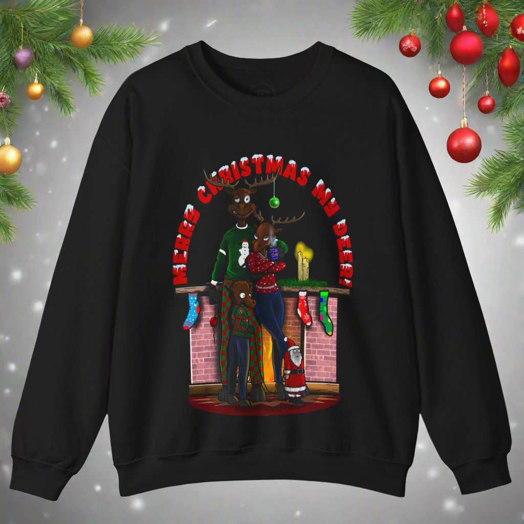 Christmas Reindeer Sweatshirt Gift black