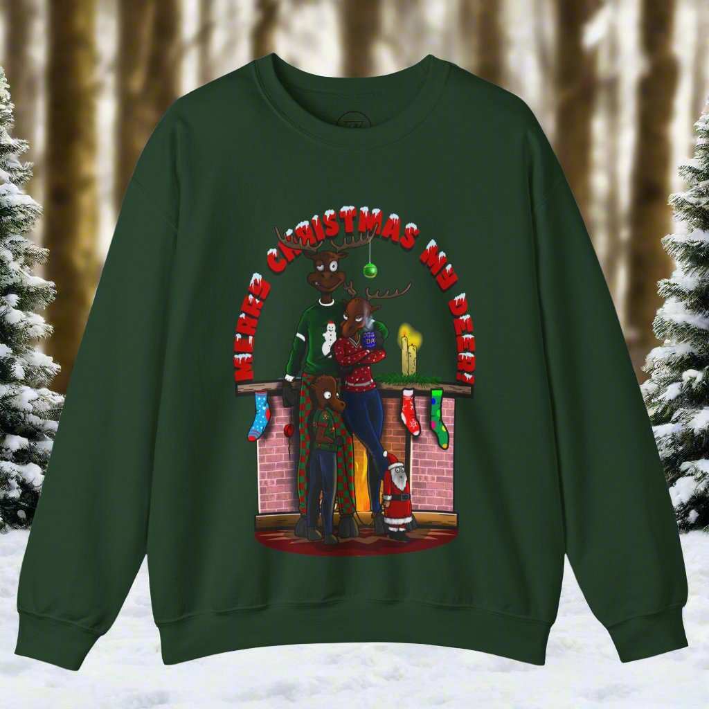 Christmas Reindeer Sweatshirt Gift forest green