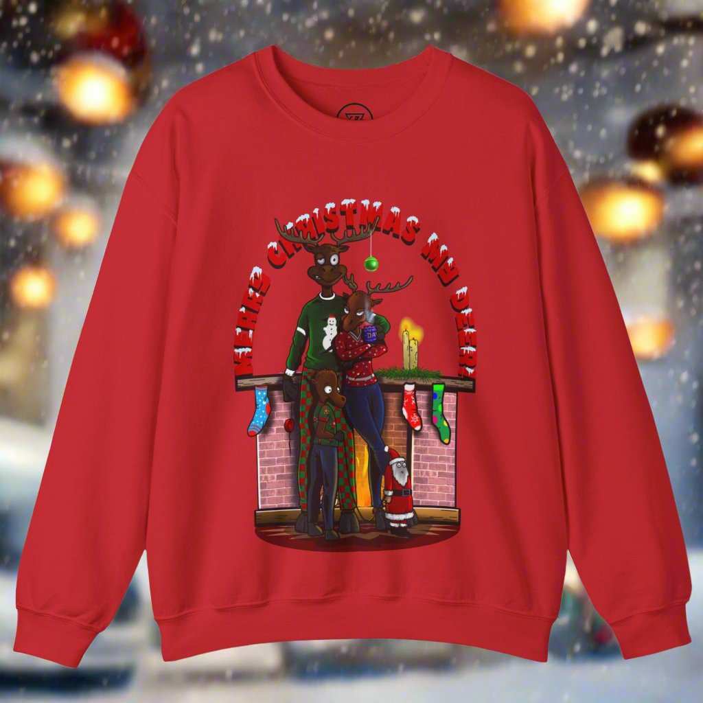 Christmas Reindeer Sweatshirt Gift red